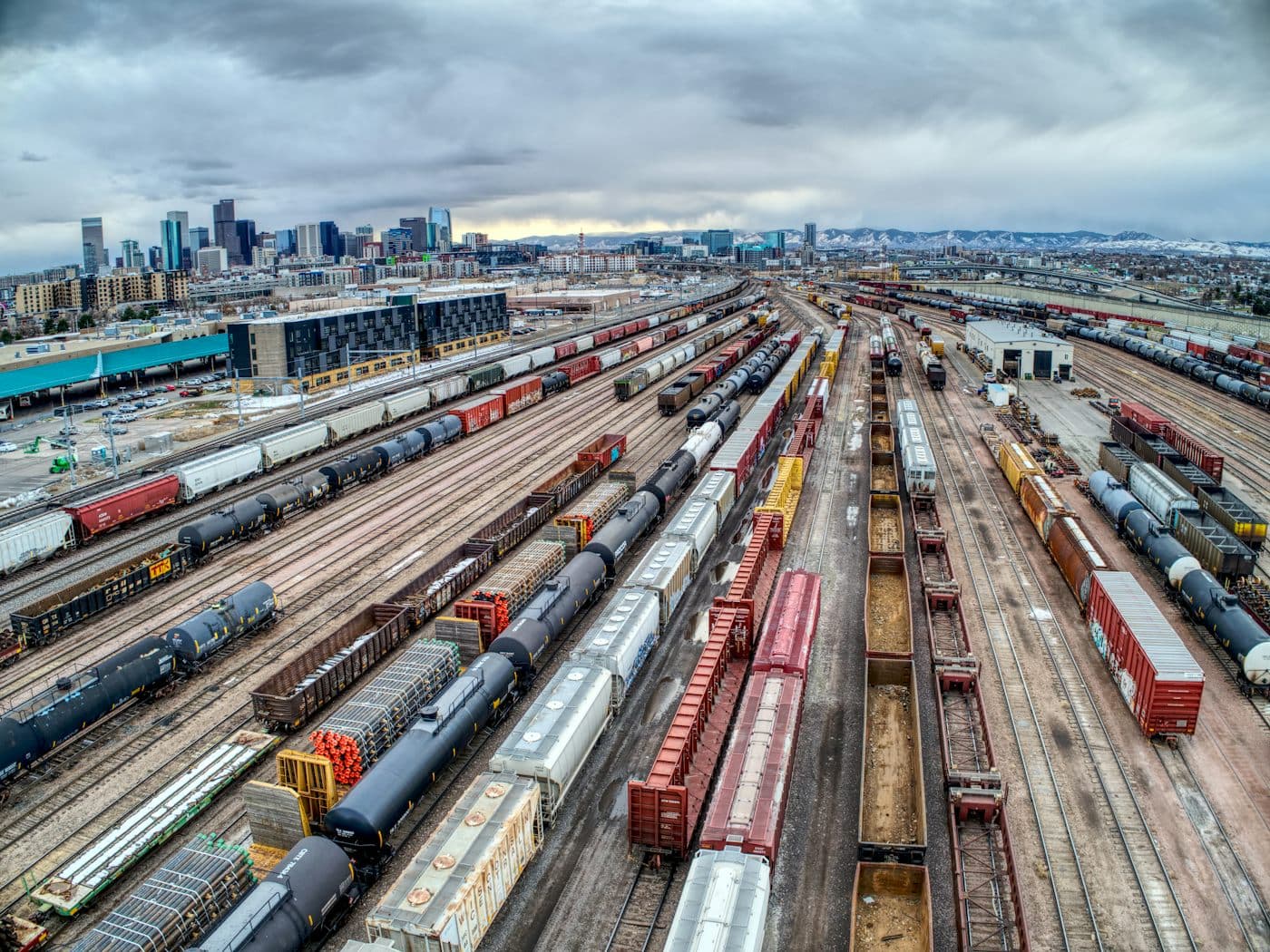 Freight rail yard seen from above